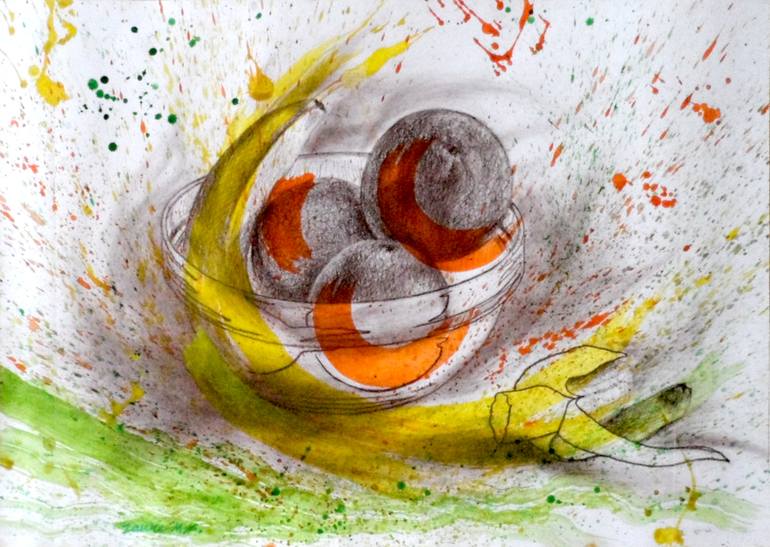 Original Abstract Still Life Painting by Zaure Kady