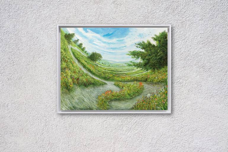 Original Dada Landscape Painting by Silvian Sternhagel