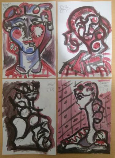 Four drawings (acrylic and charcoal on paper) thumb
