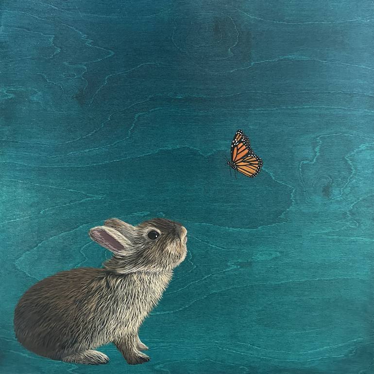 Bunny Rabbit Monarch offers Butterfly Acrylic Painting