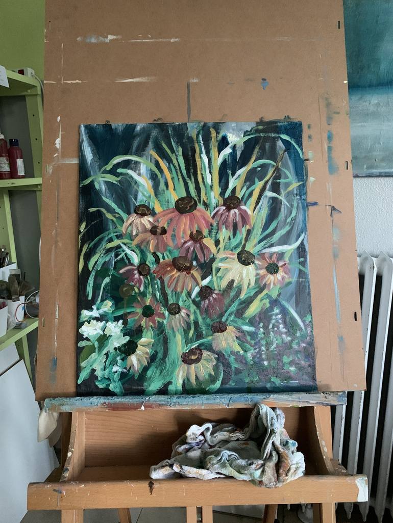 Original Floral Painting by Sylva Dresbach