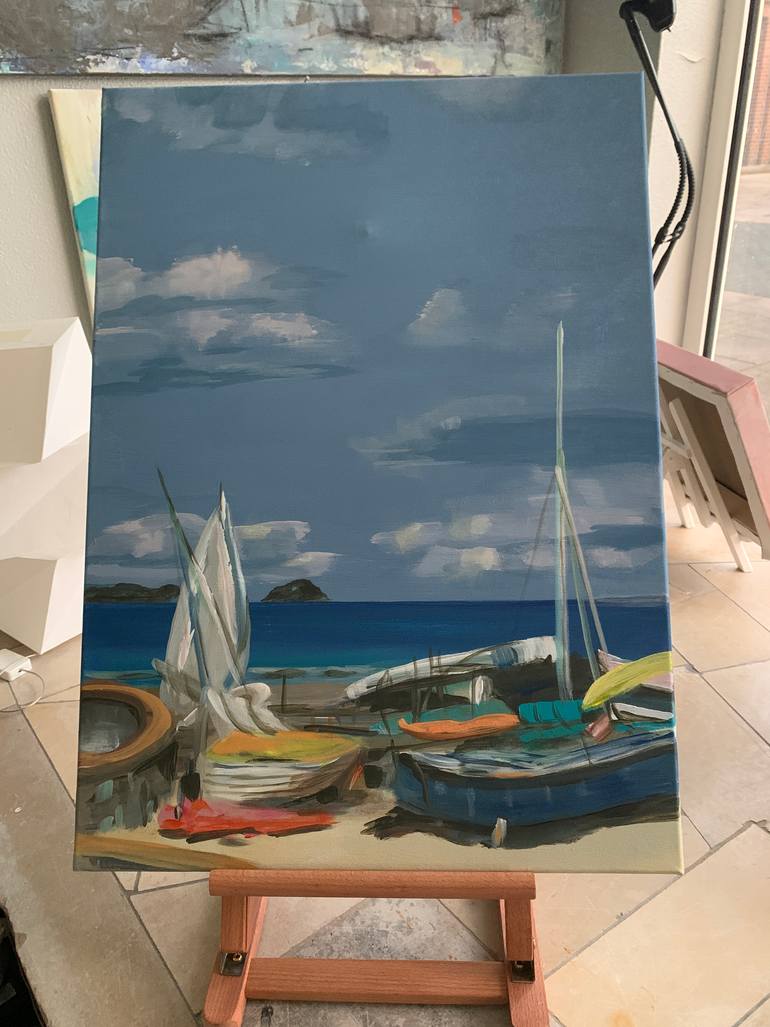 Original Contemporary Beach Painting by Sylva Giovannelli