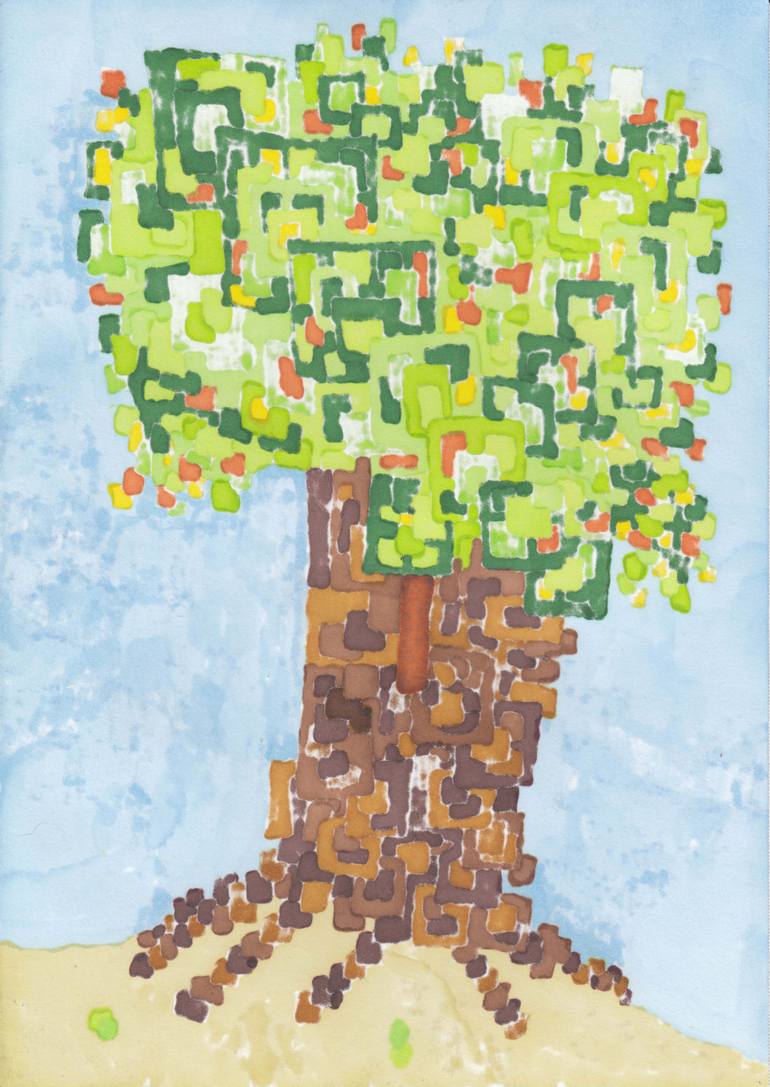 Original Abstract Nature Drawing by Marilyn Lowe