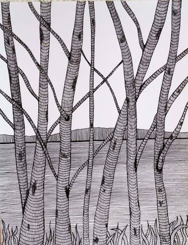 Original Abstract Tree Drawings by Marilyn Lowe