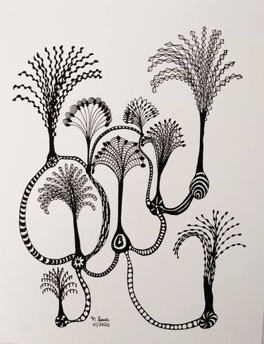 Original Abstract Tree Drawings by Marilyn Lowe