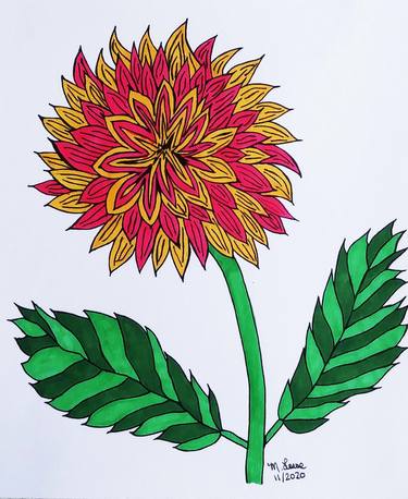 Original Abstract Floral Drawings by Marilyn Lowe