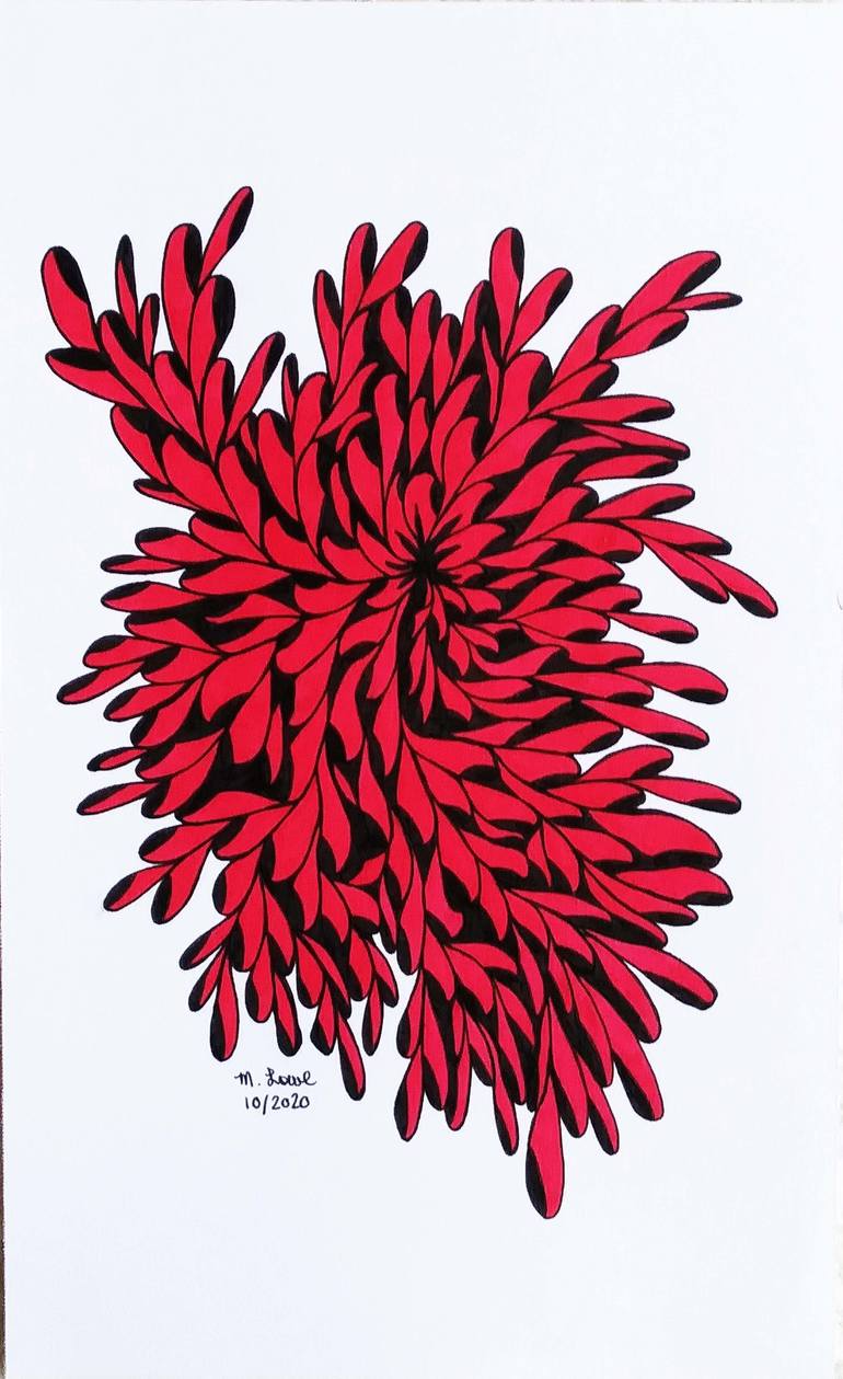 Original Abstract Floral Drawings by Marilyn Lowe