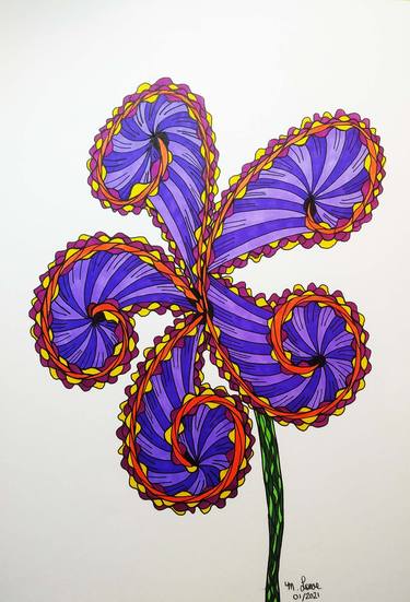 Original Abstract Floral Drawings by Marilyn Lowe