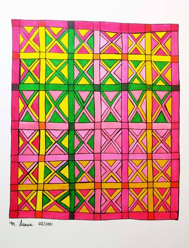 Original Abstract Geometric Drawings by Marilyn Lowe