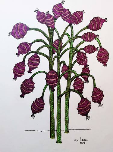 Original Abstract Botanic Drawings by Marilyn Lowe