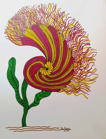 Original Surrealism Floral Drawings by Marilyn Lowe