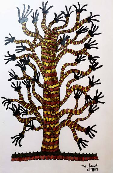 Original Abstract Expressionism Tree Drawings by Marilyn Lowe