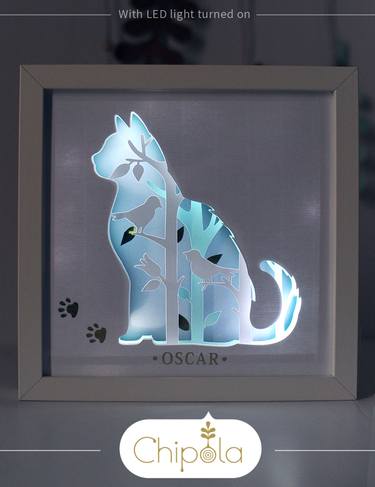 Cat Paper shadow box with LED light thumb
