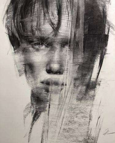 Original Abstract Expressionism Portrait Drawings by Shima Rabiee