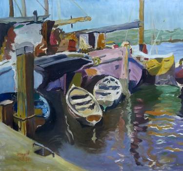 Original Impressionism Boat Paintings by Moayed Shlemon