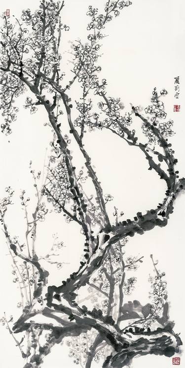 Plum blossoms in snow, Traditional Chinese ink and water painting thumb