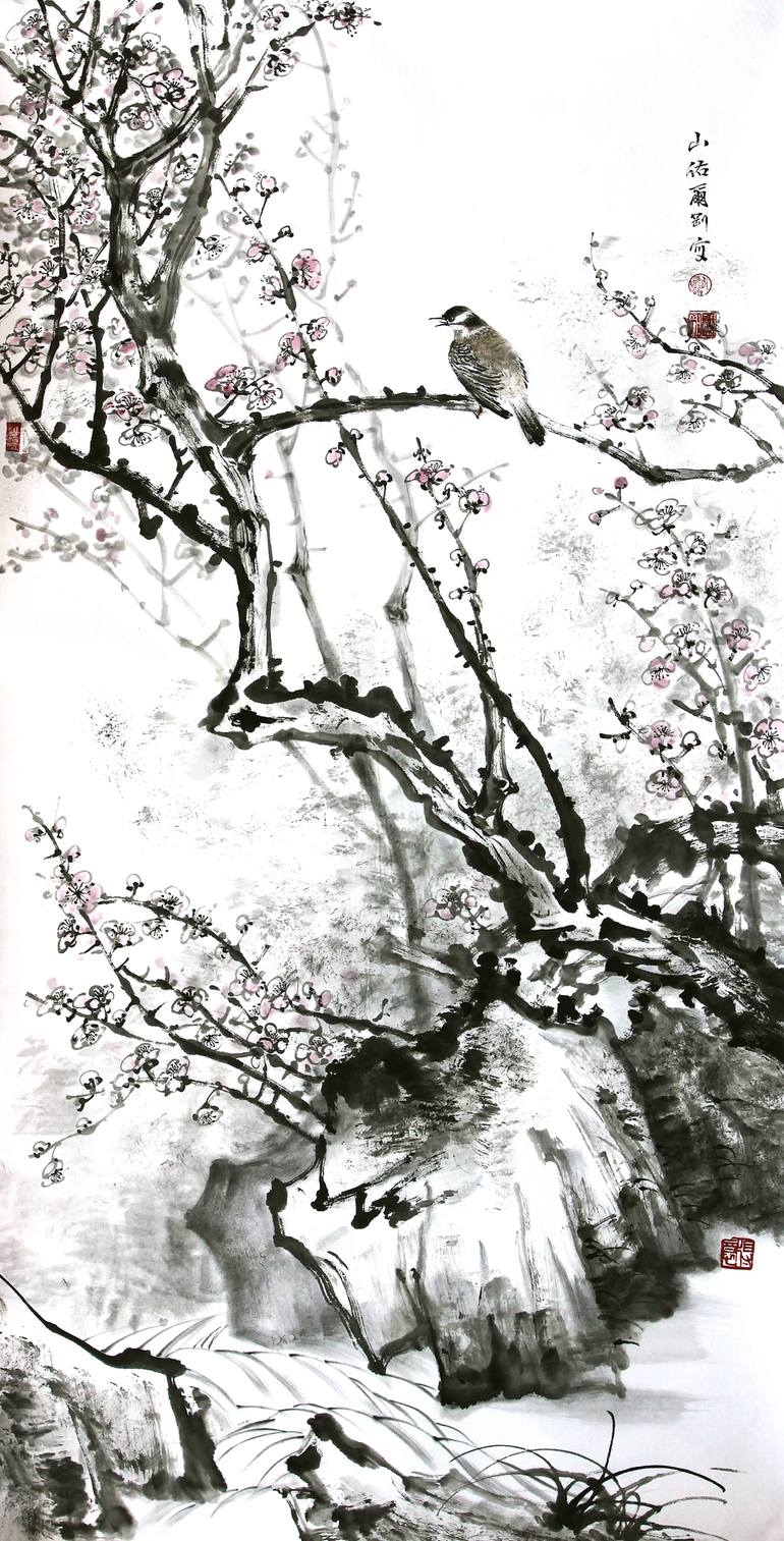 Spring valley, Traditional Chinese ink and water painting