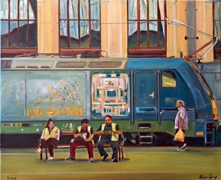 Original Travel Painting by Szm Georgina | Impressionism Art on Canvas | I just ran through the Western Railway Station