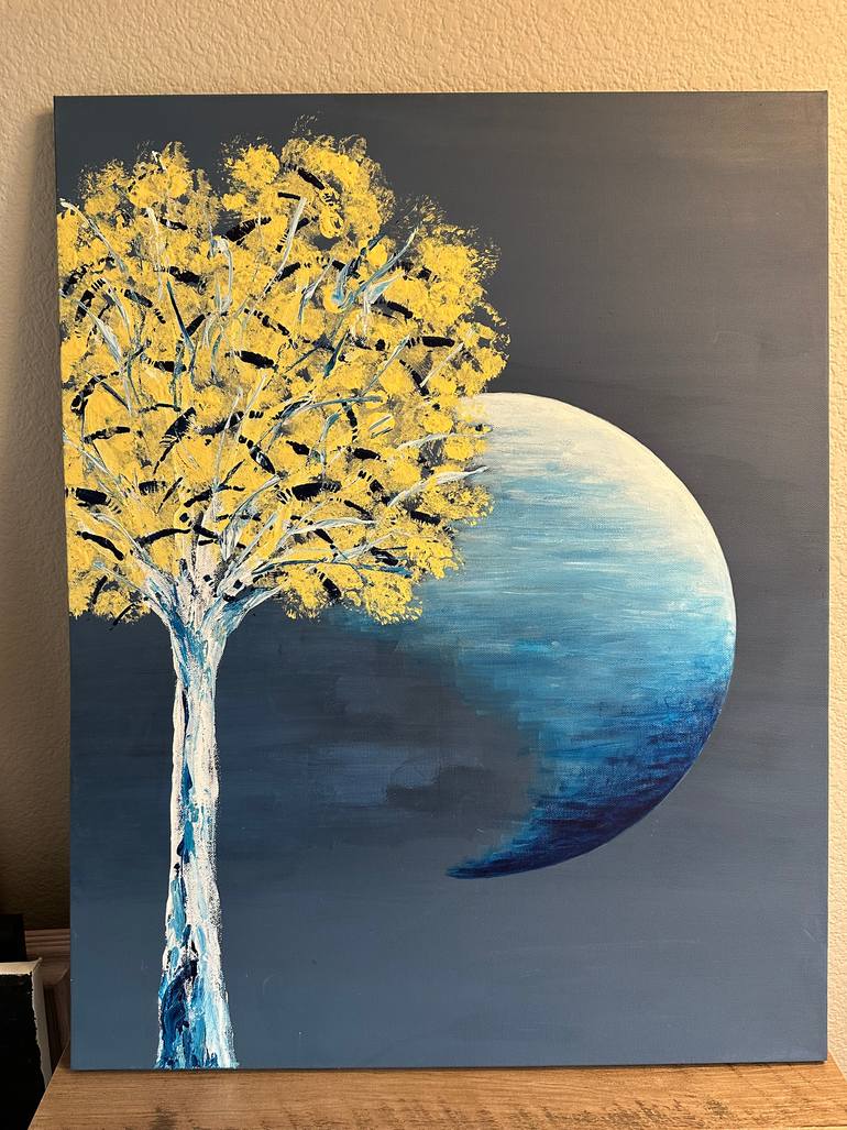 Original Abstract Outer Space Painting by Nicoleta Tulai