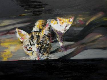 Print of Expressionism Cats Paintings by JIANG LINGYANG