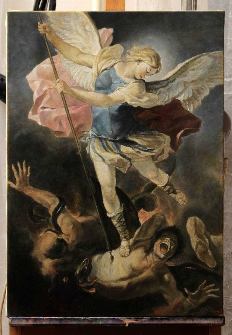 Archangel Michael After Luca Giordano St Michael Painting By Darko 