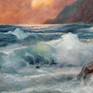 Seascape at Sunset Painting by Darko Topalski - Detail