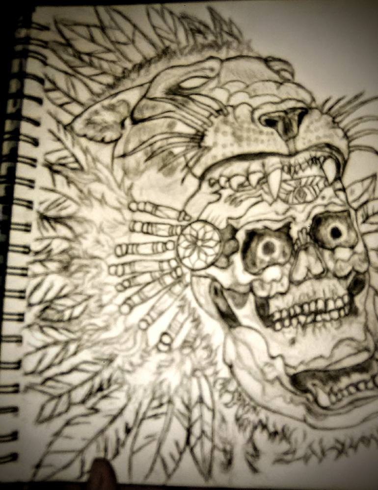 Skull Chief Lion Killer Drawing By Michael Lamb Saatchi Art Lion skull by jemmacakebread on deviantart. skull chief lion killer