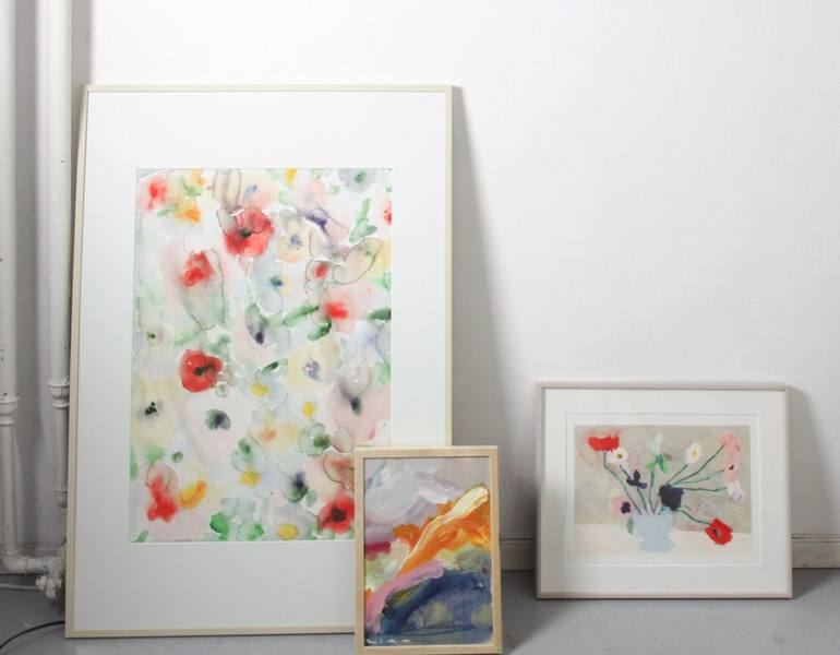 Original Abstract Floral Painting by LIAT GREENBERG