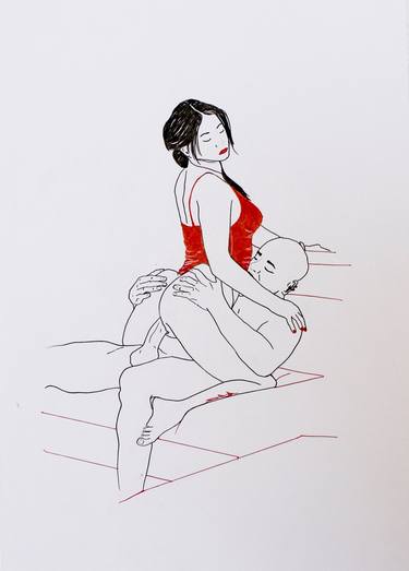 Original Erotic Drawing by Tamara Lortkipanidze