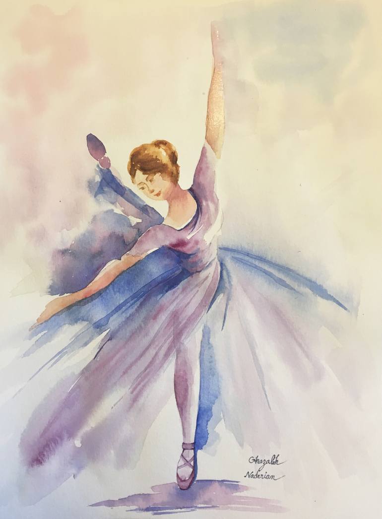 Purple Ballerina in Watercolor Painting by Ghazaleh Naderian | Saatchi Art