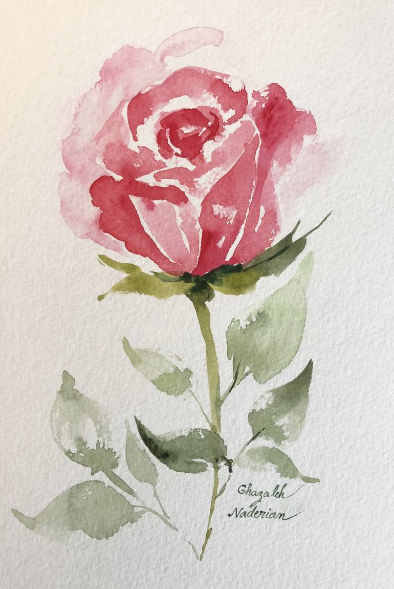 Single Rose Painting by Ghazaleh Naderian | Saatchi Art