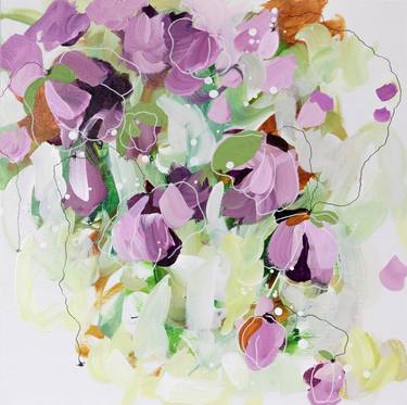 Original Abstract Floral Mixed Media by Chantal Proulx