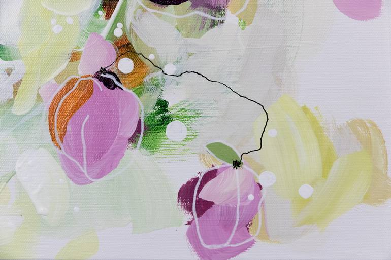 Original Abstract Floral Mixed Media by Chantal Proulx