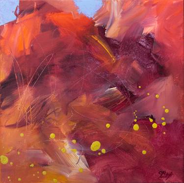 Il y a de la vie dans le désert - Original square abstract expressionist acrylic painting - Ready to hang thumb