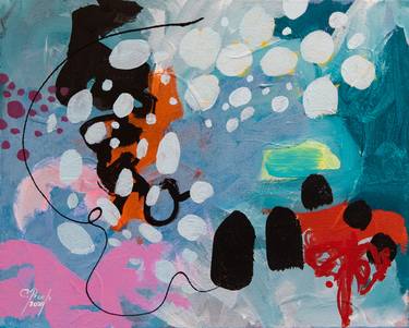Avalanche - Original small colourful abstract painting - Ready to hang thumb