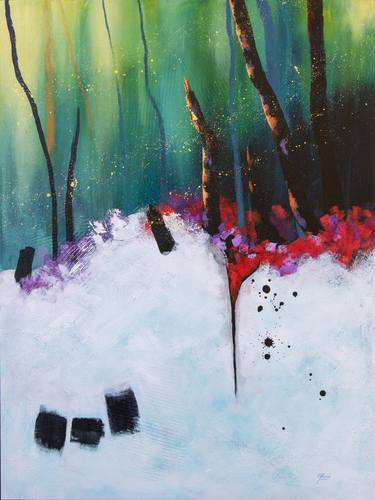 Perce-neige - Large semi-abstract painting - Ready to hang thumb