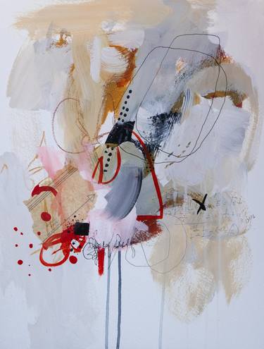Cupidon est passé par ici - Small abstract painting on paper thumb