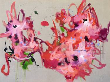 Pivoines éclatantes - Large abstract expressive painting thumb