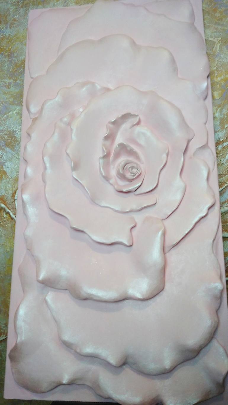 Large Sculptural Wall Art Flower Bas Relief 3d Gypsum Plaster Pearly Petals Acrylic Paint Interior Decor For Woman Sculpture By Tatiana Ostapienko Saatchi Art