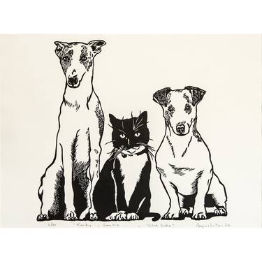 Rocky, Sootie & Bluebelle - Limited Edition Handprinted Linocut thumb