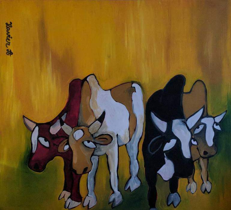 Zebus Painting by A X Saatchi Art