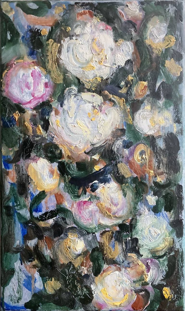 White roses Painting by Natalia Kruchkevych | Saatchi Art
