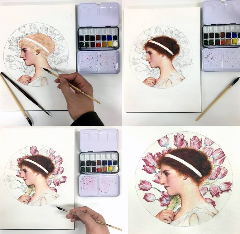 Original Illustration Women Painting by Orkis Studio