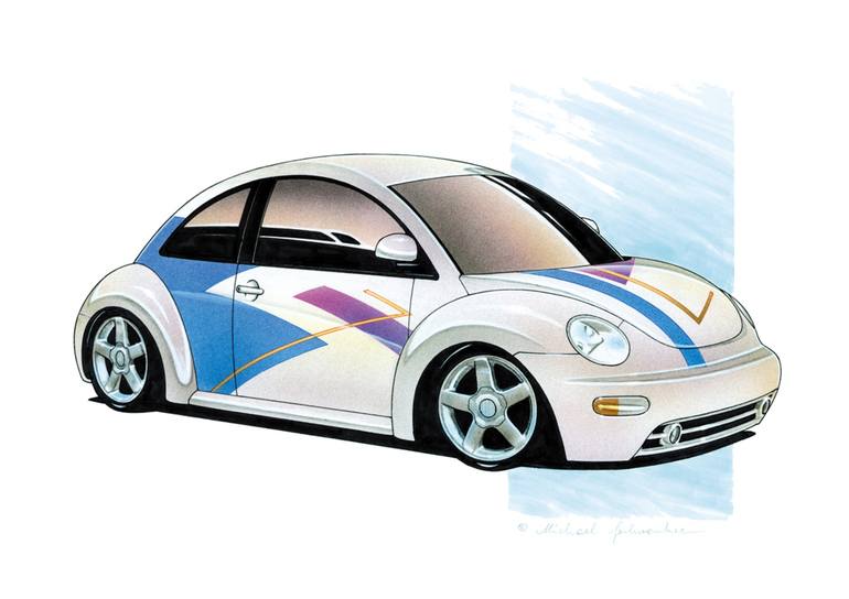 VW New Beetle Custom Drawing By Michael Leonhard | Saatchi Art