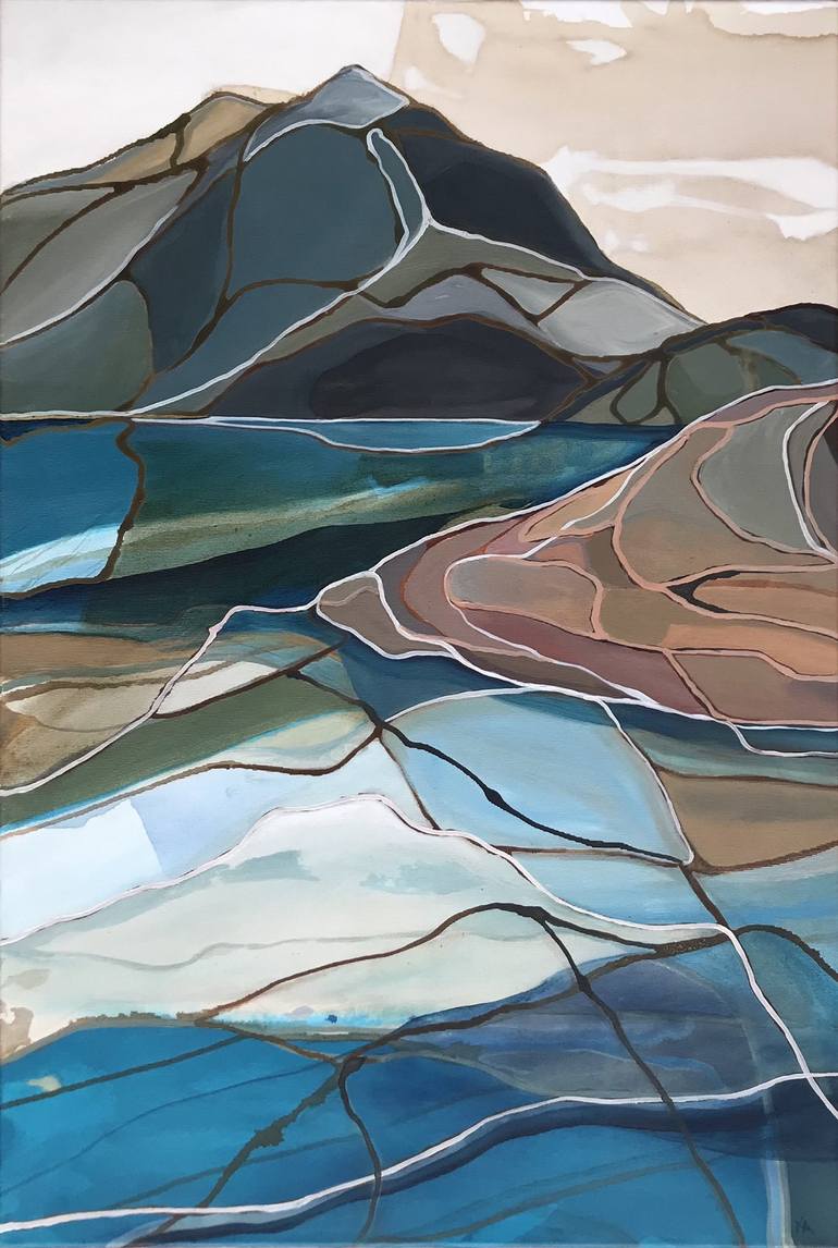 Print of Color Field Painting Seascape Paintings by Kelly Allison