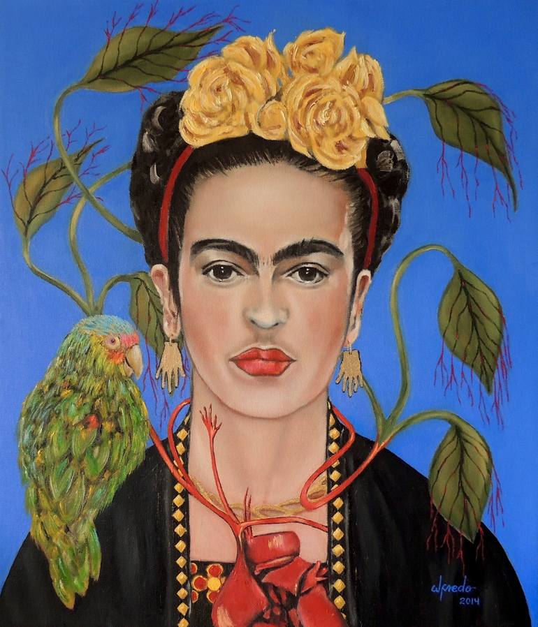 Frida Kahlo, The Pulse of my Roots Painting by Alfredo Alonso | Saatchi Art