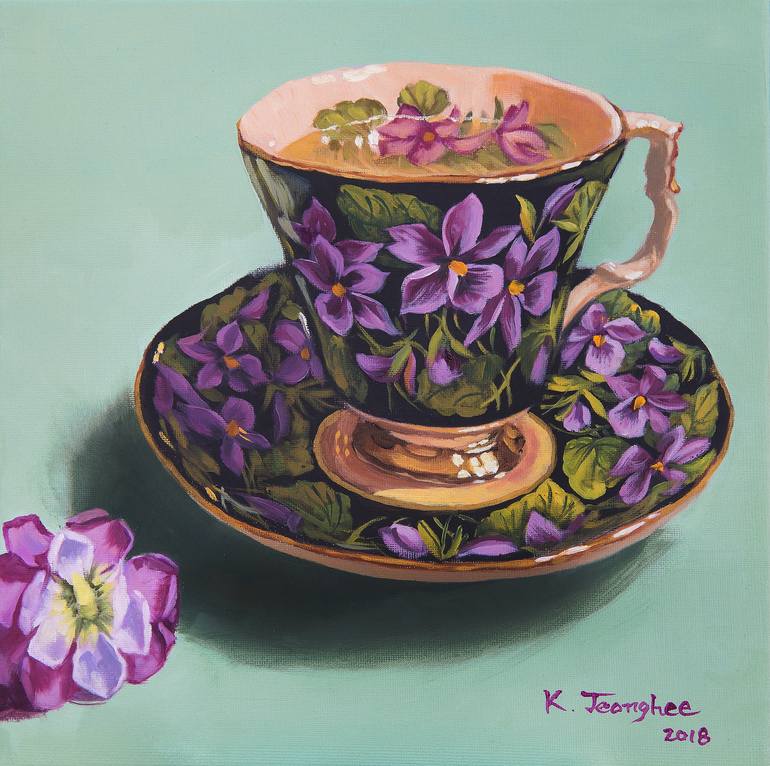 Teacup Flower 9 By Jeong Hee Kim Painting By Hagley Art Saatchi Art