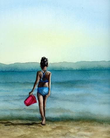 Original Figurative Beach Paintings by Nikki Milley