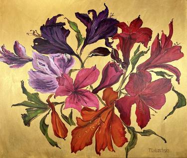 Original Art Deco Botanic Paintings by Tetiana Lukianchenko