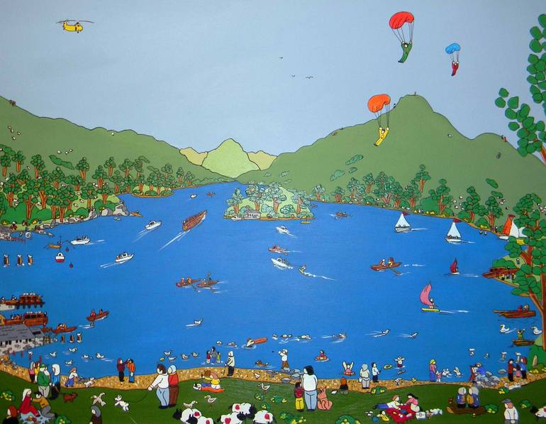 Print of NAIVE Landscape Painting by Jonathan Hunter